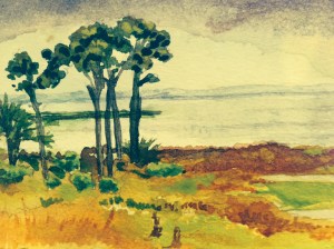 Plein air water color of Port Saint Joe Bay by Patrice Needham.